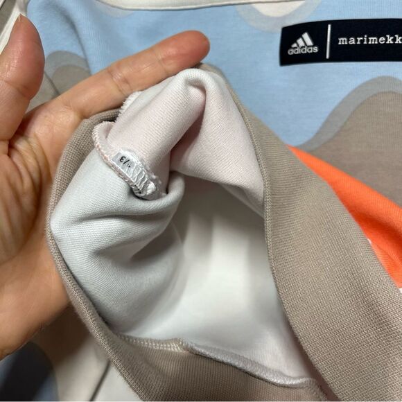 Marimekko x Adidas Allover Print Cotton Sweatshirt in Light Blue Brown Combo S - Picture 11 of 12